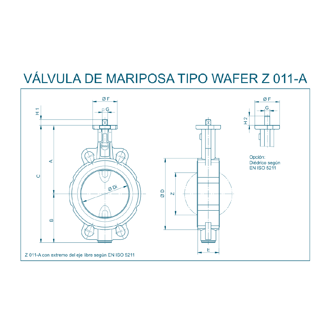 VÁLVULA DE MARIPOSA TIPO WAFER Z 011-A HIERRO DUCTIL/AC INOX/EPDM